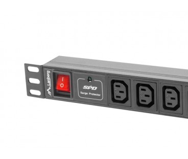 LISTWA ZASILAJĄCA RACK PDU 1U 10A 10X IEC C13 2M CZARNA C14 Lanberg