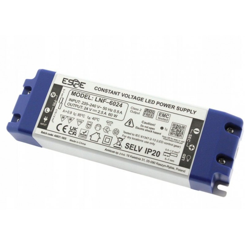 ZASILACZ IMPULSOWY LED ESPE LNF-6024 24V/60W/2.5A IP20