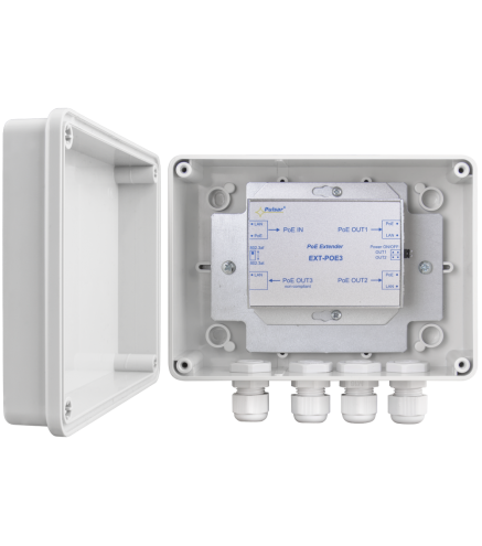 EXTENDER POE PULSAR EXT-POE3H W OBUDOWIE HERMETYCZNEJ DO 3 KAMER IP