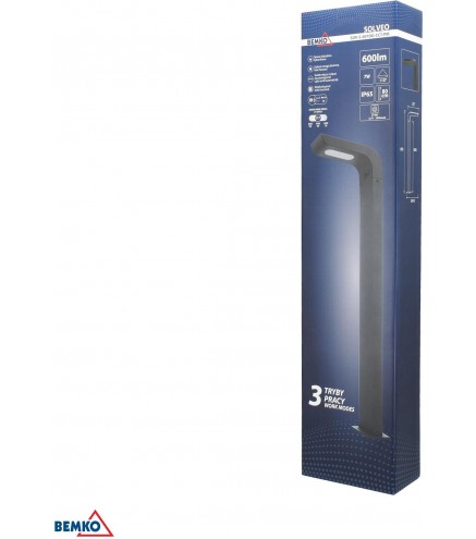 HYBRYDOWY SŁUPEK OGRODOWY LED BEMKO SOLVEO 7W 600LM 3000K/4000K/6500K 80CM IP65 DARK GREY CZ.PIR