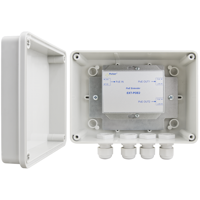 EXTENDER POE W OBUDOWIE HERMETYCZNEJ DO 2 KAMER IP Pulsar EXT-POE2H