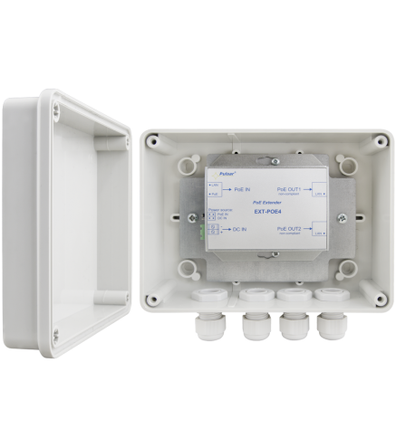 EXTENDER POE W OBUDOWIE HERMETYCZNEJ DO 2 KAMER IP Pulsar EXT-POE4H 48V