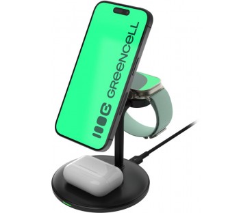 ŁADOWARKA INDUKCYJNA Greencell MagScape 3w1 15W MagSafe IPhone AirPods Apple Watch
