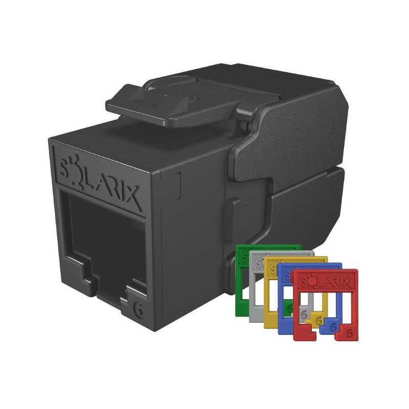 Moduł Keystone beznarzędziowy samozaciskowy SOLARIX Cat.6 UTP RJ45 RAL czarny