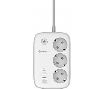 Listwa sieciowa Forcell F-Energy 3x schuko, USB-C 30W, 3x USB-A QC3.0 PD WiFi Tuya 2500W 10A