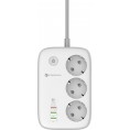 Listwa sieciowa Forcell F-Energy 3x schuko, USB-C 30W, 3x USB-A QC3.0 PD WiFi Tuya 2500W 10A
