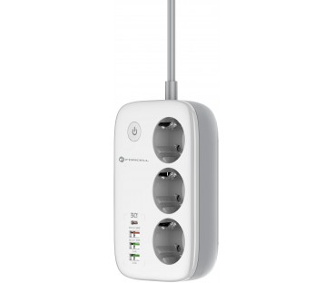 Listwa sieciowa Forcell F-Energy 3x schuko, USB-C 30W, 3x USB-A QC3.0 PD WiFi Tuya 2500W 10A