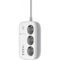 Listwa sieciowa Forcell F-Energy 3x schuko, USB-C 30W, 3x USB-A QC3.0 PD WiFi Tuya 2500W 10A