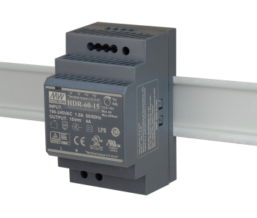 ZASILACZ IMPULSOWY NA SZYNĘ DIN MEAN WELL HDR-60-15 15V/60W/4A