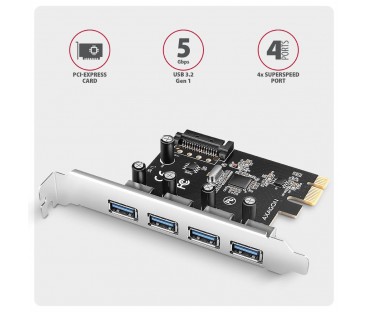 Kontroler Axagon PCEU-430RS PCIe 4x port USB 3.2 GEN 1 15-pin SATA