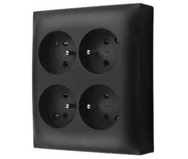 Kontakt Simon Aquaclick Czarny Gniazdo Natynkowe 4XZ/U IP20 ACGZN4/49