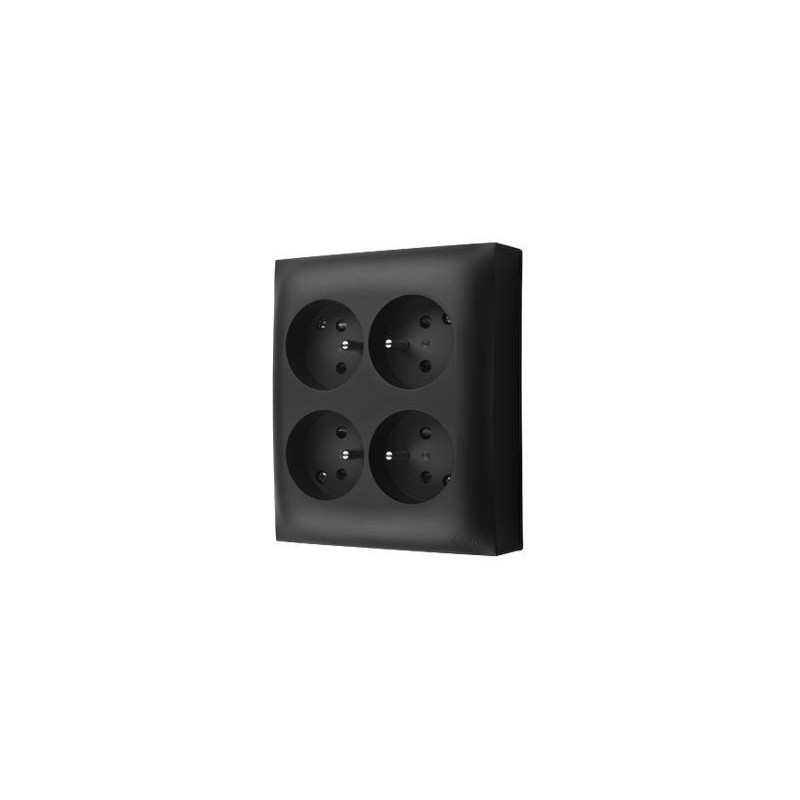 Kontakt Simon Aquaclick Czarny Gniazdo Natynkowe 4XZ/U IP20 ACGZN4/49