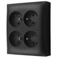 Kontakt Simon Aquaclick Czarny Gniazdo Natynkowe 4XZ/U IP20 ACGZN4/49