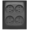 Kontakt Simon Aquaclick Czarny Gniazdo Natynkowe 4XZ/U IP20 ACGZN4/49