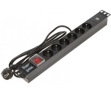 Listwa zasilająca 6 gniazd Schuko PD-6/R-USB