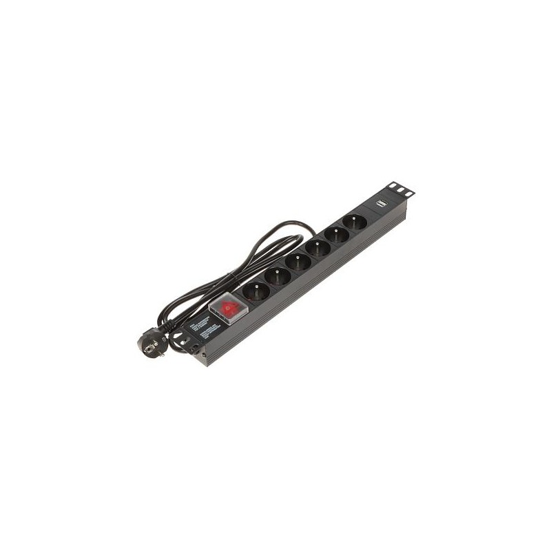 Listwa zasilająca 6 gniazd Schuko PD-6/R-USB