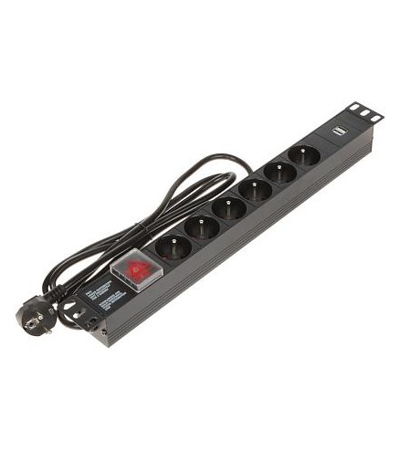 Listwa zasilająca 6 gniazd Schuko PD-6/R-USB