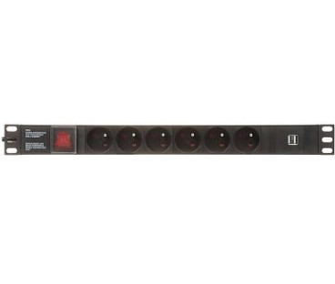 Listwa zasilająca 6 gniazd Schuko PD-6/R-USB