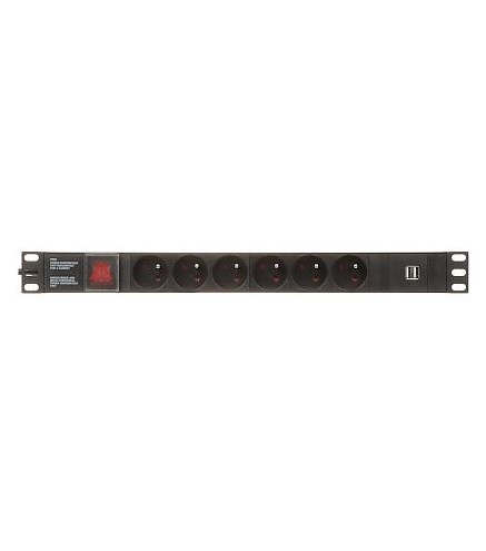 Listwa zasilająca 6 gniazd Schuko PD-6/R-USB