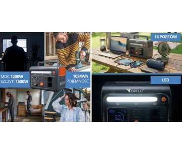 Przenośna stacja zasilania Orllo1200W/1500W Magazyn Energii LIFEPO4 EVE