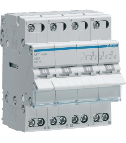 Modułowy przełącznik instalacyjny I-0-II  4P 40A 400VAC Hager SFT440