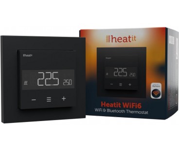Termostat Heatit WiFi6 Black Matt Wi-Fi Thermostat 3600W 16A