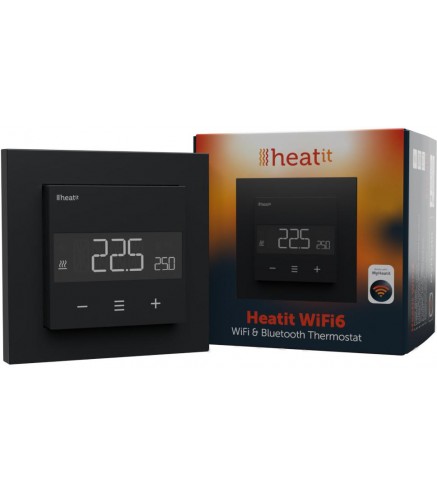 Termostat Heatit WiFi6 Black Matt Wi-Fi Thermostat 3600W 16A