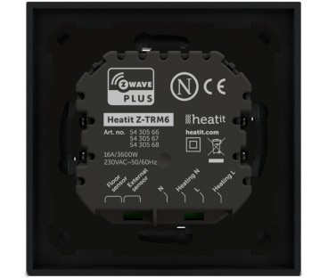 Termostat Heatit Z-TRM6 Black Matt Z-Wave Thermostat 3600W 16A 868,4 Mhz