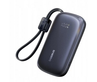 Powerbank Baseus EnerFill FC21 10000 mAh 22,5 W USB-A USB-C czarny z odłączanym kablem Lightning