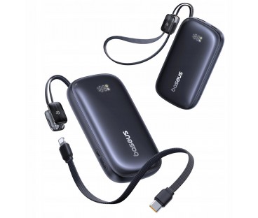 Powerbank Baseus EnerFill FC21 10000 mAh 22,5 W USB-A USB-C czarny z odłączanym kablem Lightning