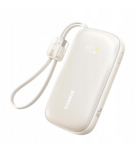 Powerbank Baseus EnerFill FC21 10000 mAh 22,5 W USB-A USB-C beżowy z odłączanym kablem Lightning