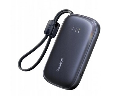 Powerbank Baseus EnerFill FC21 20000 mAh 22,5 W USB-A USB-C czarny z odłączanym kablem Lightning