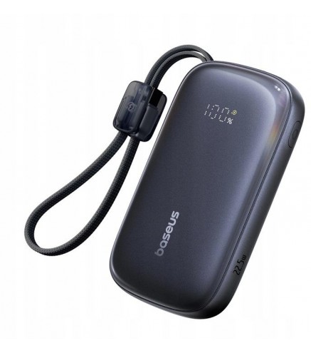 Powerbank Baseus EnerFill FC21 20000 mAh 22,5 W USB-A USB-C czarny z odłączanym kablem Lightning