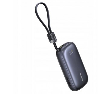 Powerbank Baseus EnerFill FC21 20000 mAh 22,5 W USB-A USB-C czarny z odłączanym kablem Lightning