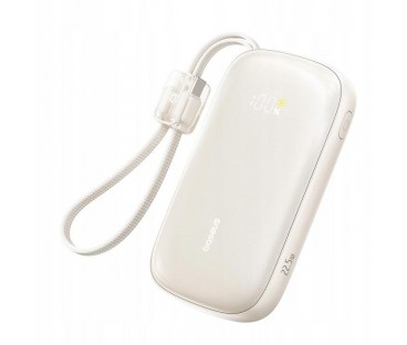 Powerbank Baseus EnerFill FC21 20000 mAh 22,5 W USB-A USB-C beżowy z odłączanym kablem Lightning