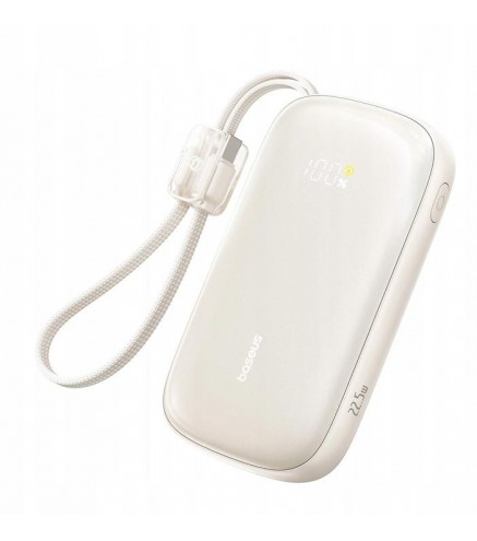 Powerbank Baseus EnerFill FC21 20000 mAh 22,5 W USB-A USB-C beżowy z odłączanym kablem Lightning