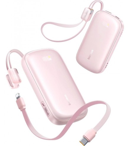 Powerbank Baseus EnerFill FC21 20000 mAh 22,5 W USB-A USB-C różowy z odłączanym kablem Lightning