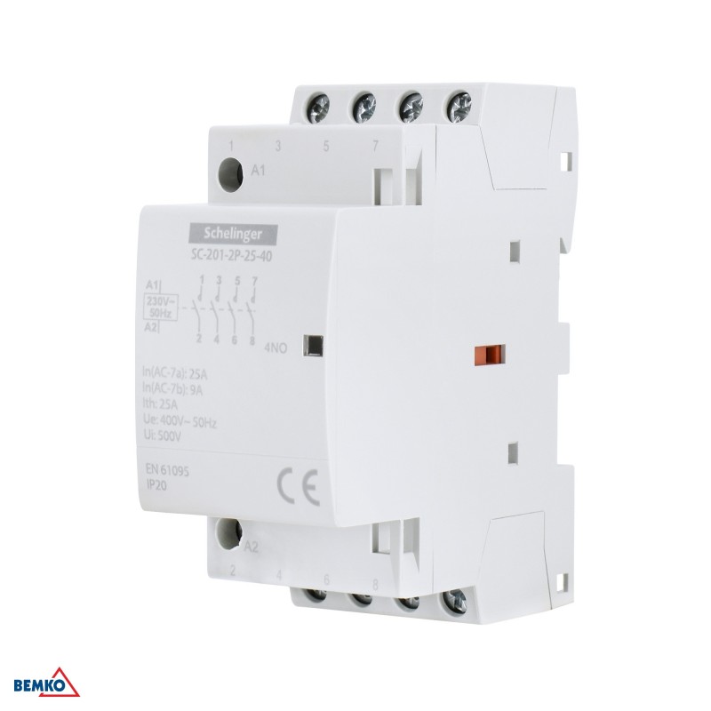 Stycznik modułowy SC201 2P 25A TYP 40 (4NO + 0NC) SCHELINGER