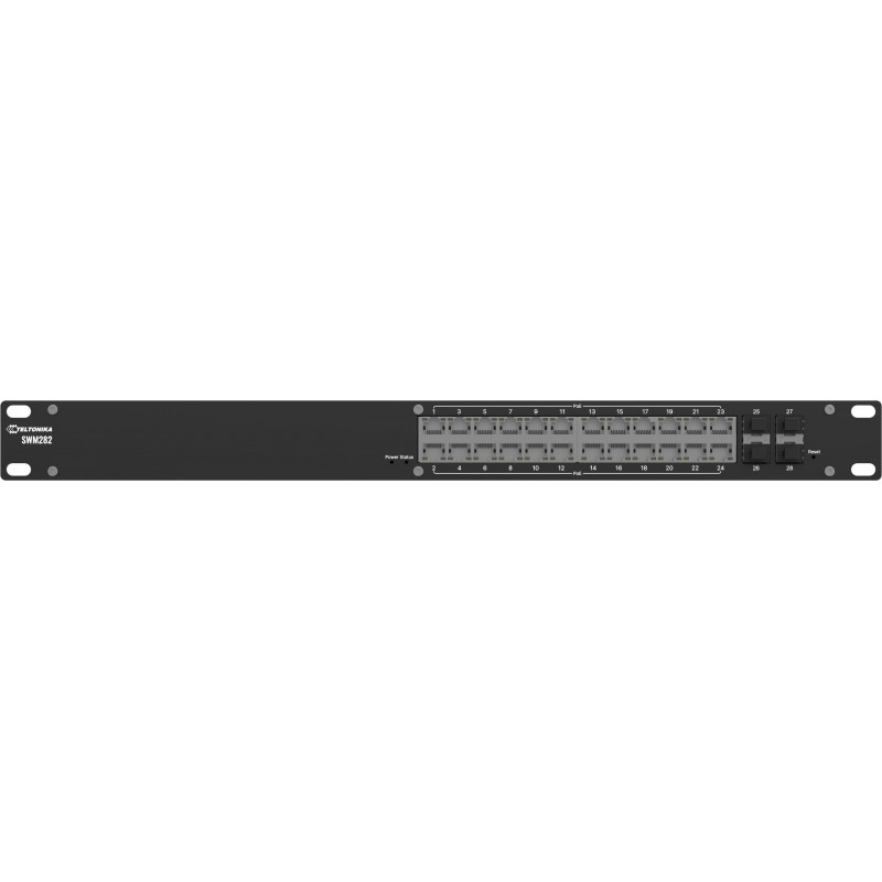 Teltonika SWM282 switch przemysłowy 24xGE 4xSFP 24xPoE+ (SWM282000200)