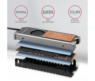 Radiator do dysków Axagon CLR-M2FAN M.2 SSD 13mm z wentylatorem