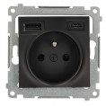 SIMON 54 MODUŁ CZARNY MAT GNIAZDO 1X Z/U 16A 250V + 2X USB TYP A+C 2.1A ZACISKI ŚRUBOWE 16A 250V