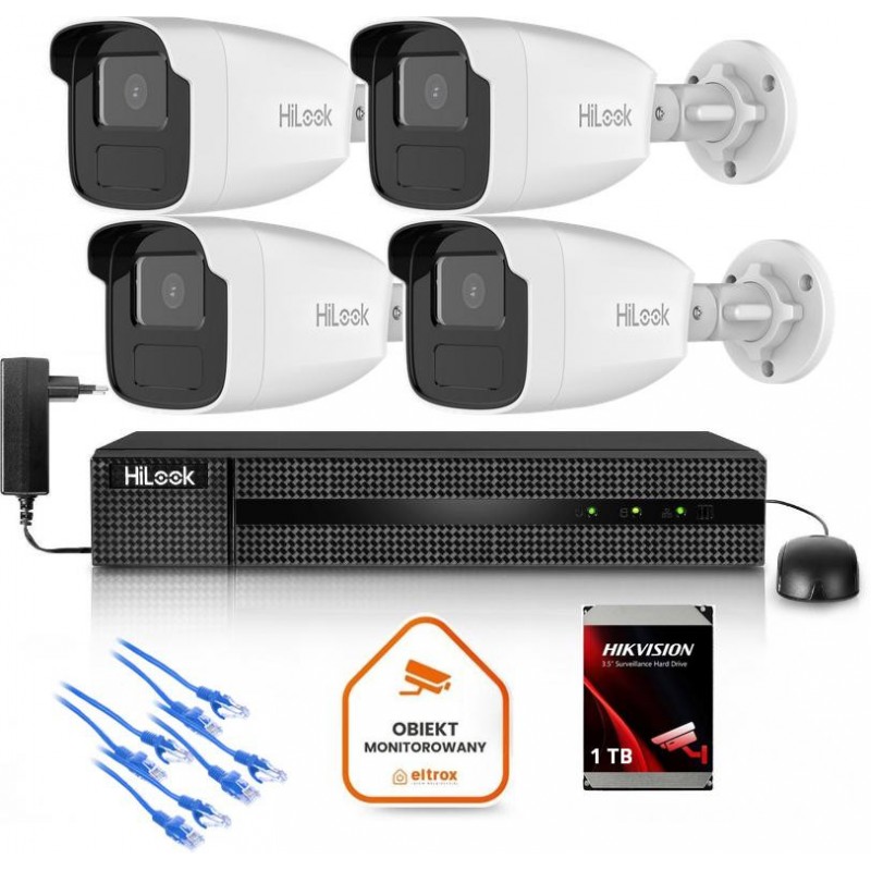 Zestaw monitoringu Hilook 4x kamera IPC-B440H(4mm)(C) z dyskiem 1TB