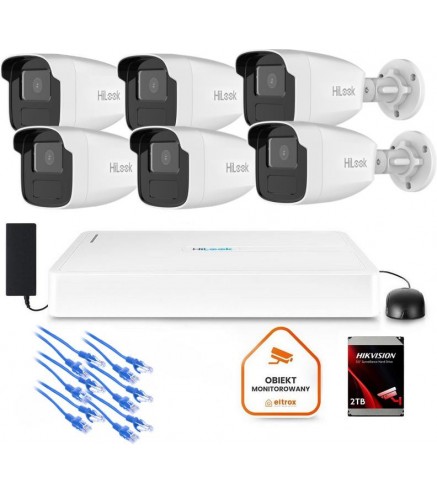 Zestaw monitoringu Hilook 6x kamera IPC-B440H 2TB | Alarmista.pl