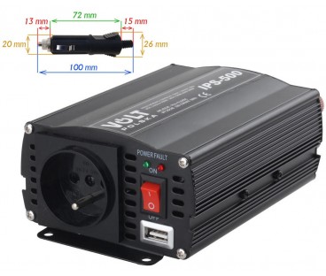 PRZETWORNICA VOLT POLSKA IPS-500 12V / 230V 350/500 W