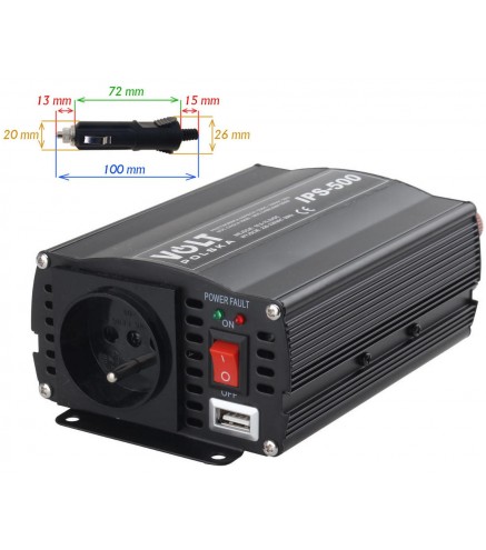 PRZETWORNICA VOLT POLSKA IPS-500 12V / 230V 350/500 W