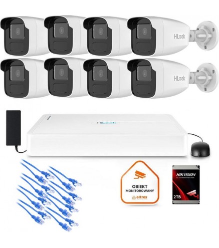 Zestaw monitoringu Hilook 8x kamera IPC-B440H z dyskiem 2TB | Alarmista.pl