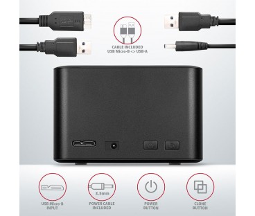 Stacja dokująca MINI AXAGON ADSA-D25 USB 3.2 Gen 1 - 2x SATA 6G 2.5" SSD/HDD CLONE