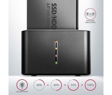 Stacja dokująca MINI AXAGON ADSA-D25 USB 3.2 Gen 1 - 2x SATA 6G 2.5" SSD/HDD CLONE