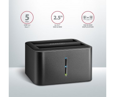 Stacja dokująca MINI AXAGON ADSA-D25 USB 3.2 Gen 1 - 2x SATA 6G 2.5" SSD/HDD CLONE