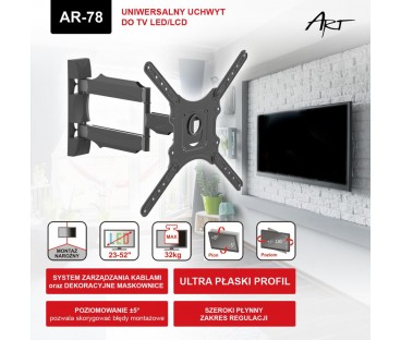 UCHWYT DO TV LED/LCD 23-52" 32KG AR-78 ART reg. pion/poziom 50cm